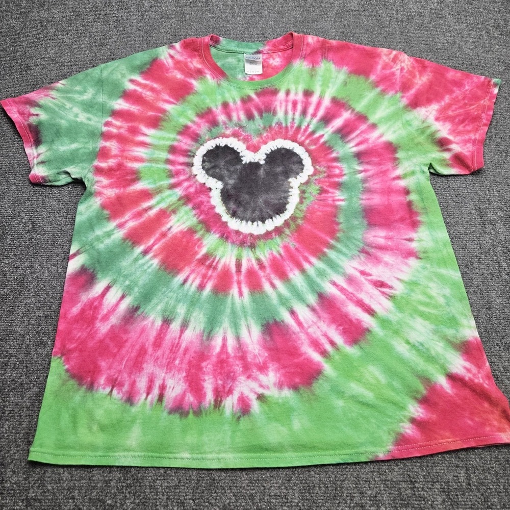 Tie‎ Dye TShirt Mens XL Mouse Festival Pink Green Hippie Psychadelic Disneycore